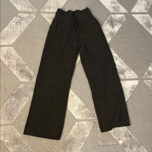 Dark Green Ribbed Uniqlo Wide-Leg Pants